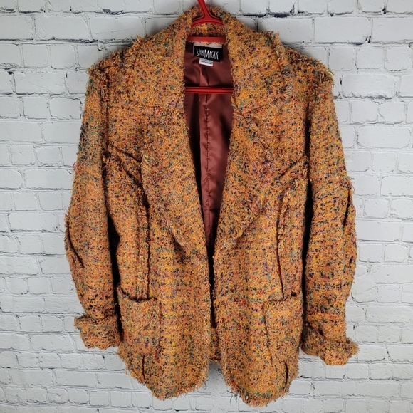 YAK MAGIK | boucle belted lined blazer jacket - Picture 4 of 8